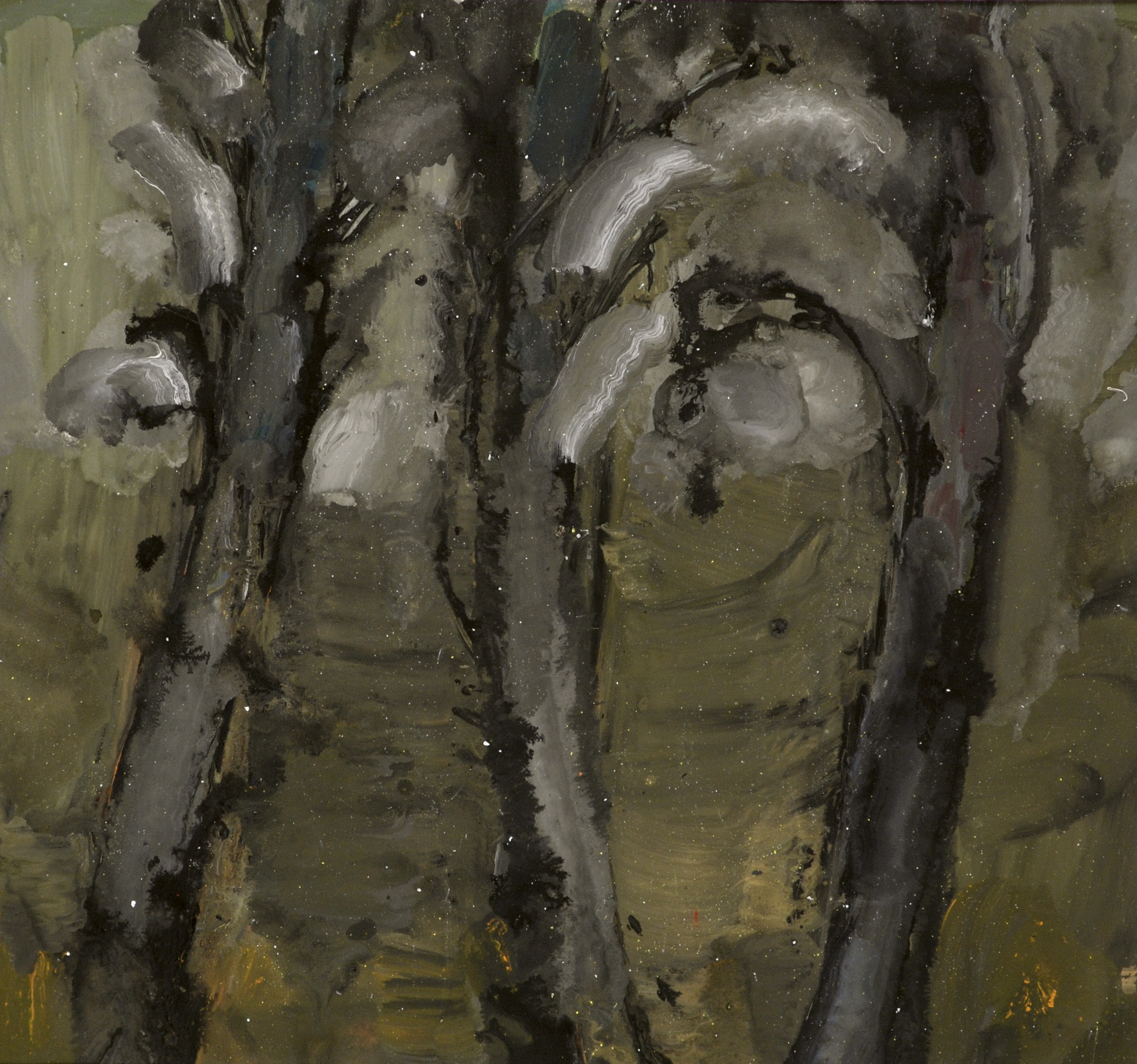 «Три дерева в пасмурную погоду», 1996 год, бумага/смешанная техника, 53x57, частная коллекция.