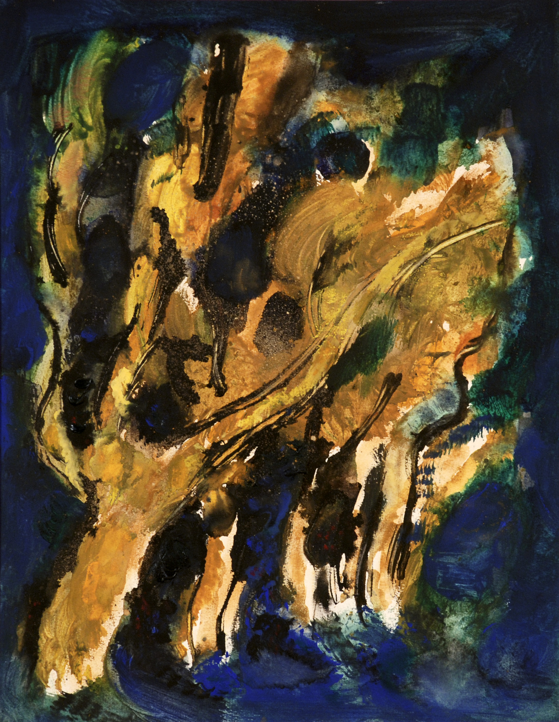«Сумерки. Желтые деревья», 2002 год, бумага/смешанная техника, 58,5х45,5.