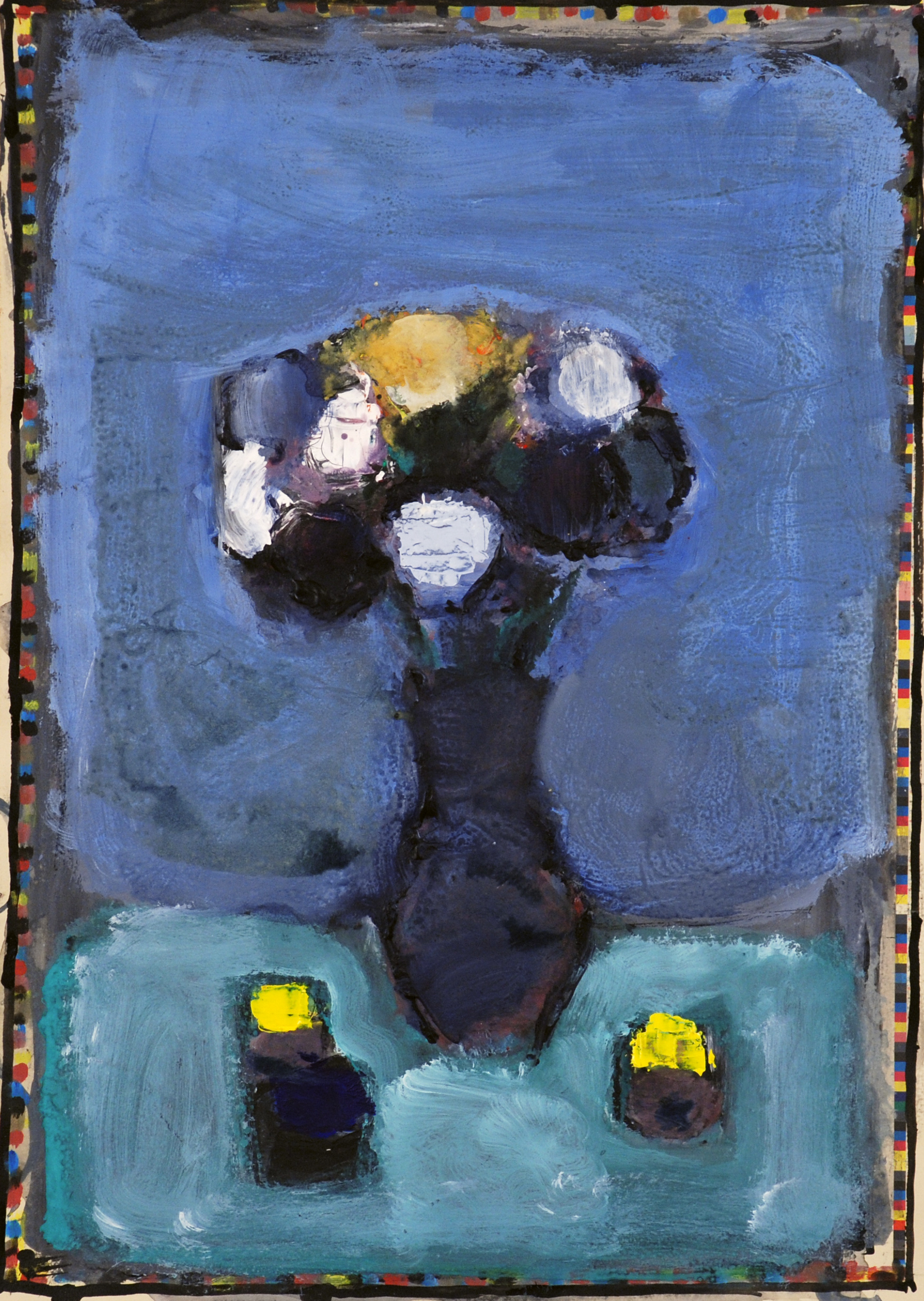 «Астры в вазе и две солонки», 2007 год, бумага/смешанная техника, 67х46,5.