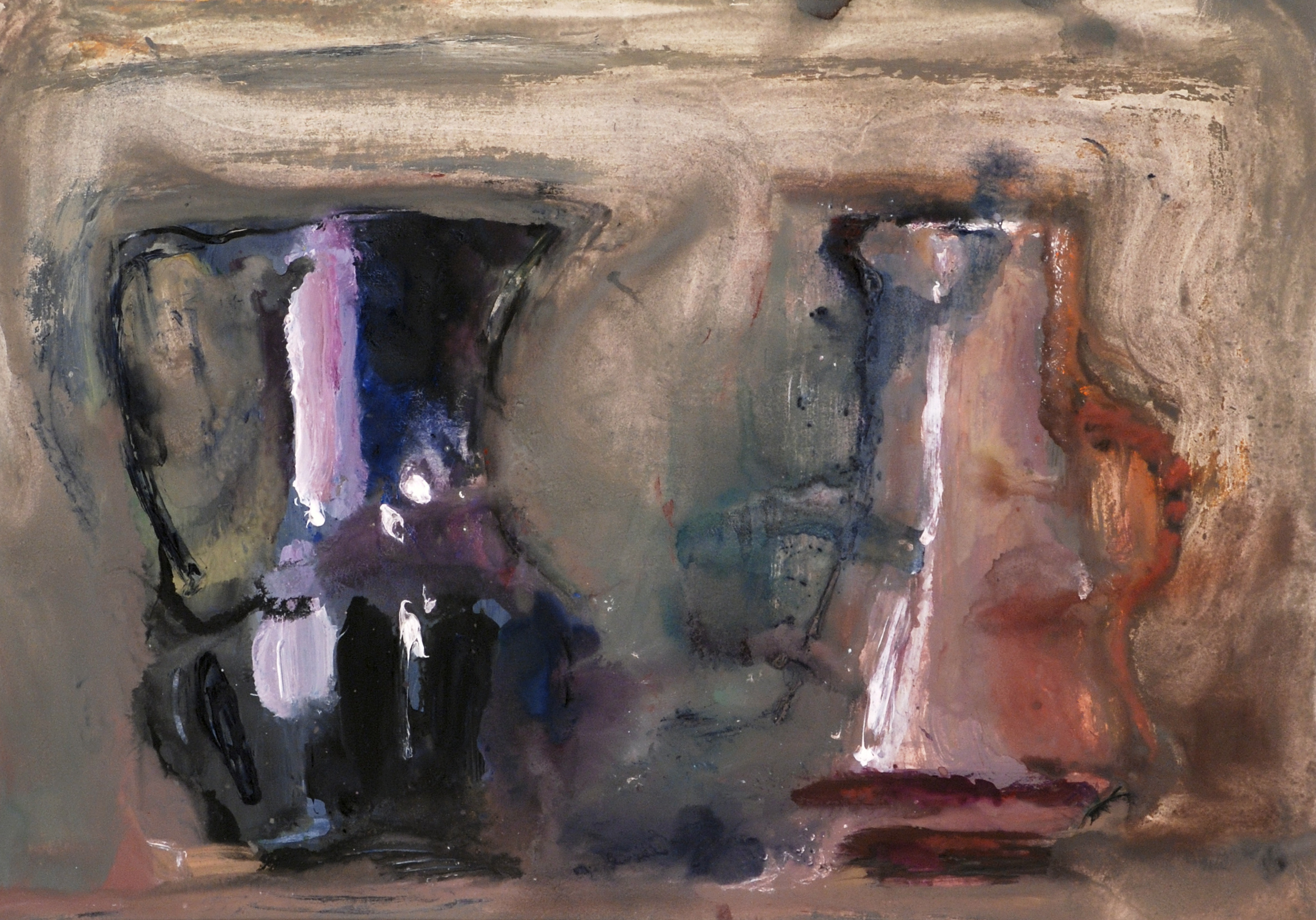 «Два кувшина», 2001 год, бумага/смешанная техника, 48х69.