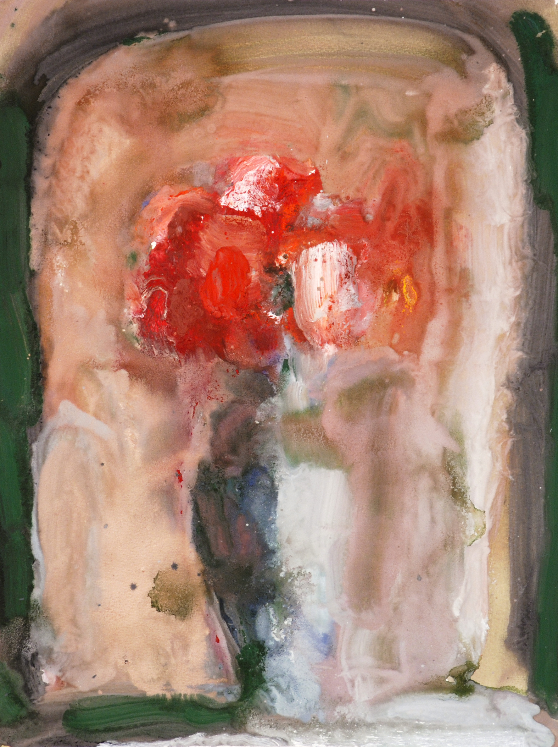 «Красные цветы», 1995 год, бумага/смешанная техника, 57х43.