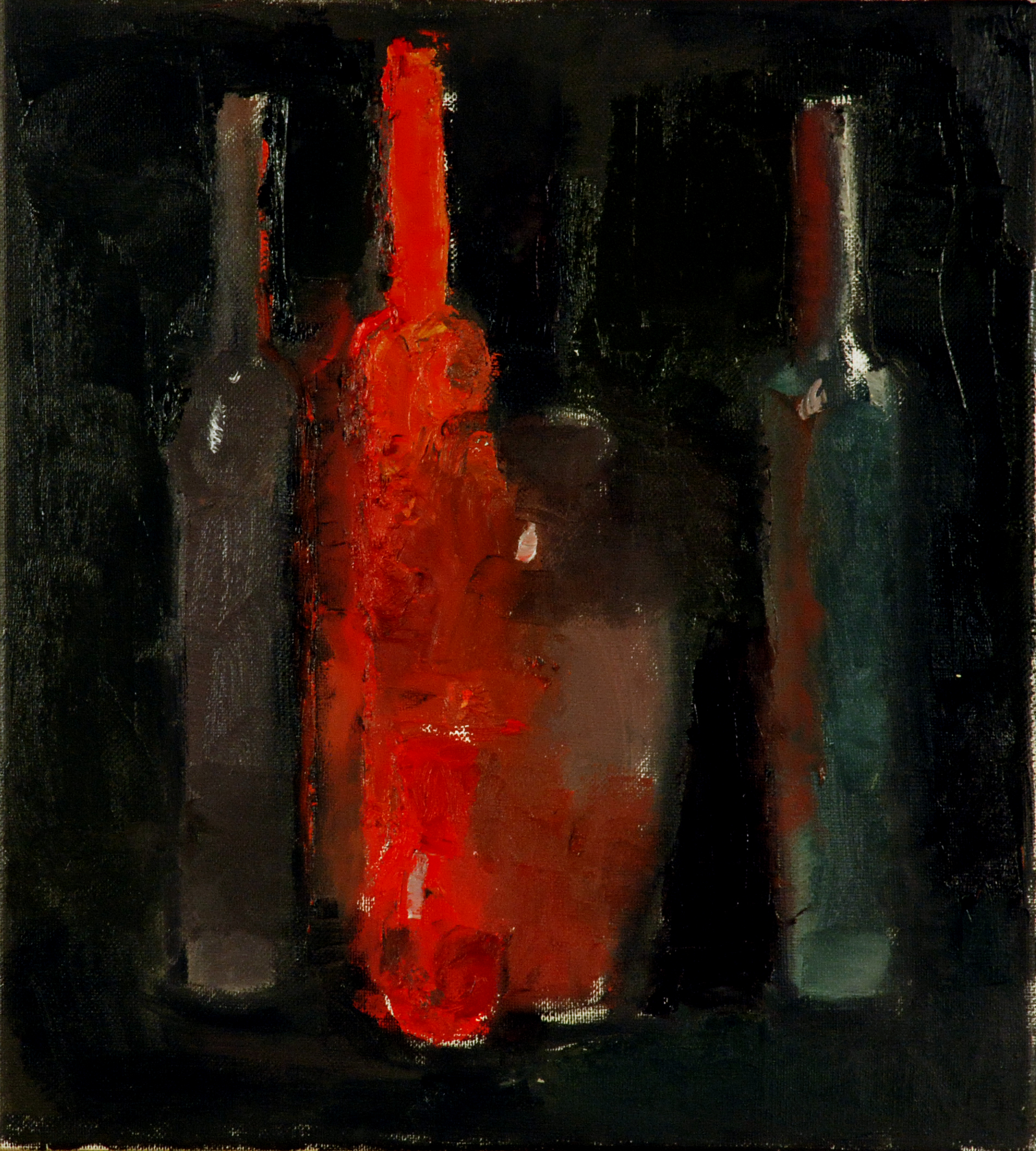 «Натюрморт с красной бутылкой», 2008 год, холст/масло, 50х45.