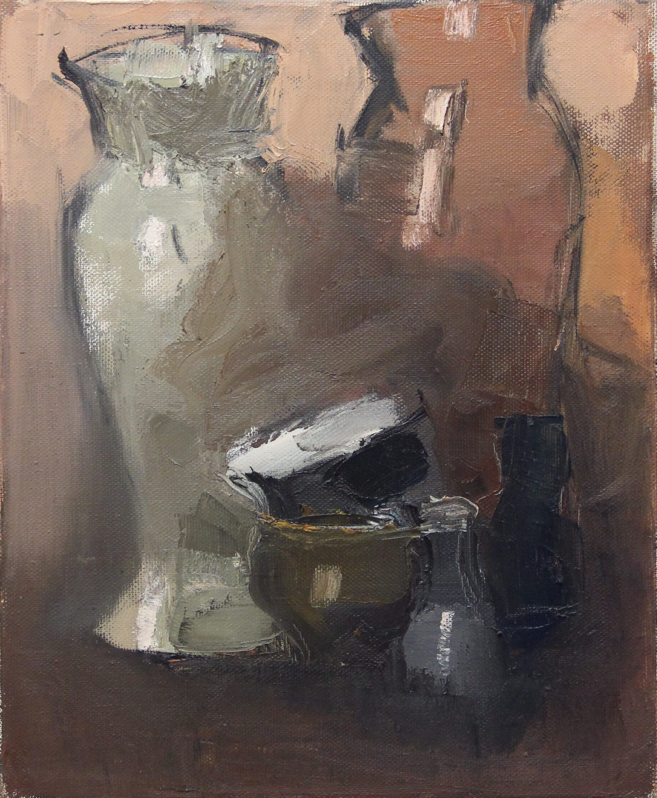 «Натюрморт с вазами и чашками», 2010 год, холст/масло, 55х45.