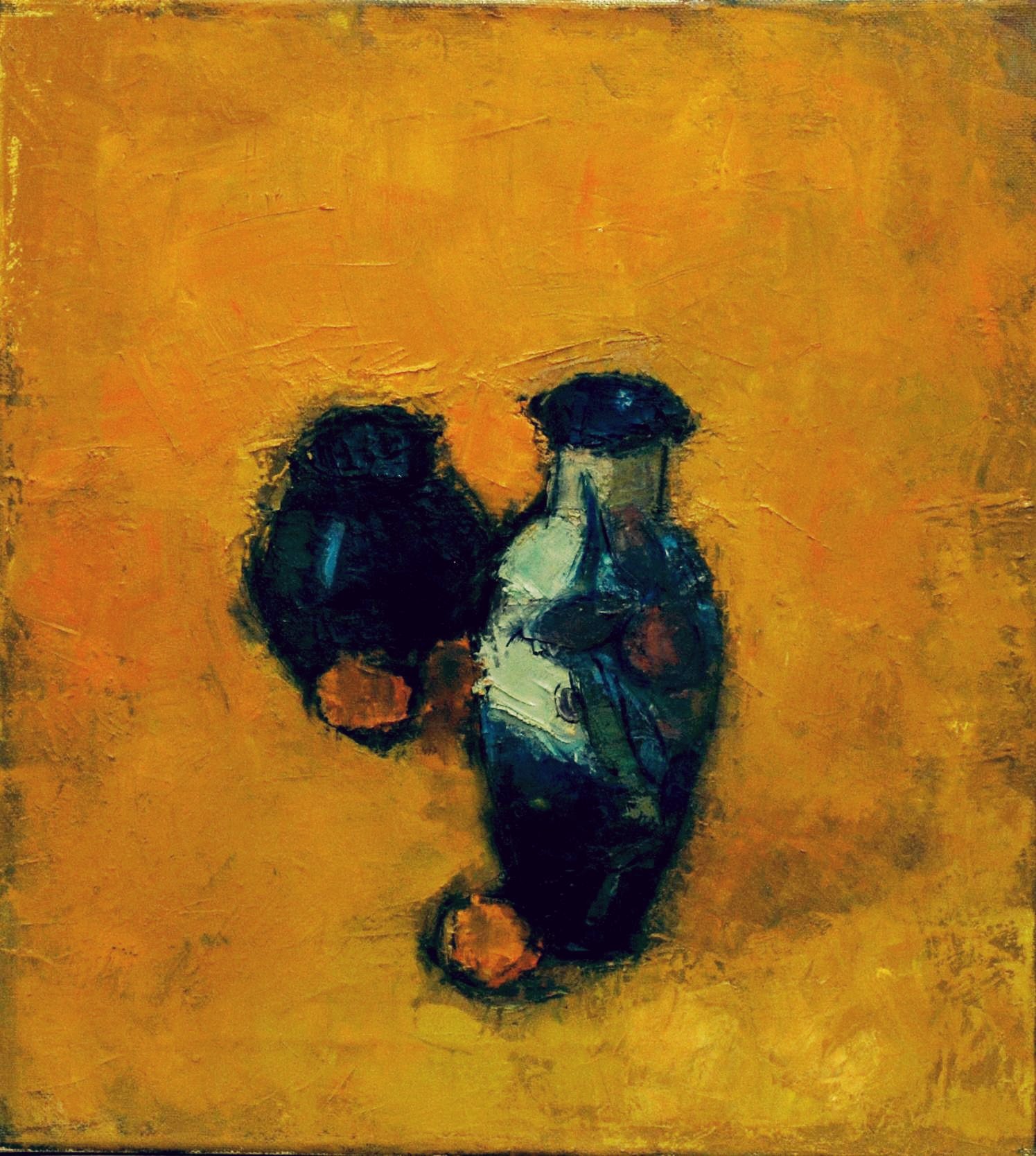 «Синие предметы на желтом фоне», 2012 год, холст/масло, 60х55, частная коллекция.