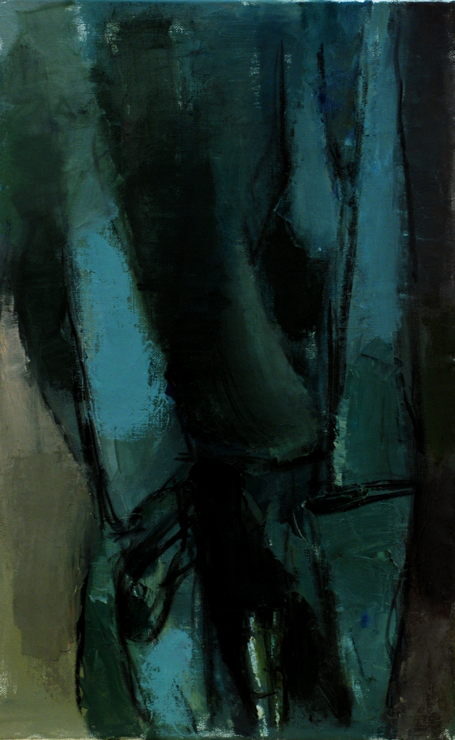 «Синяя драпировка и отражение», 2011 год, холст/масло, 80х50.