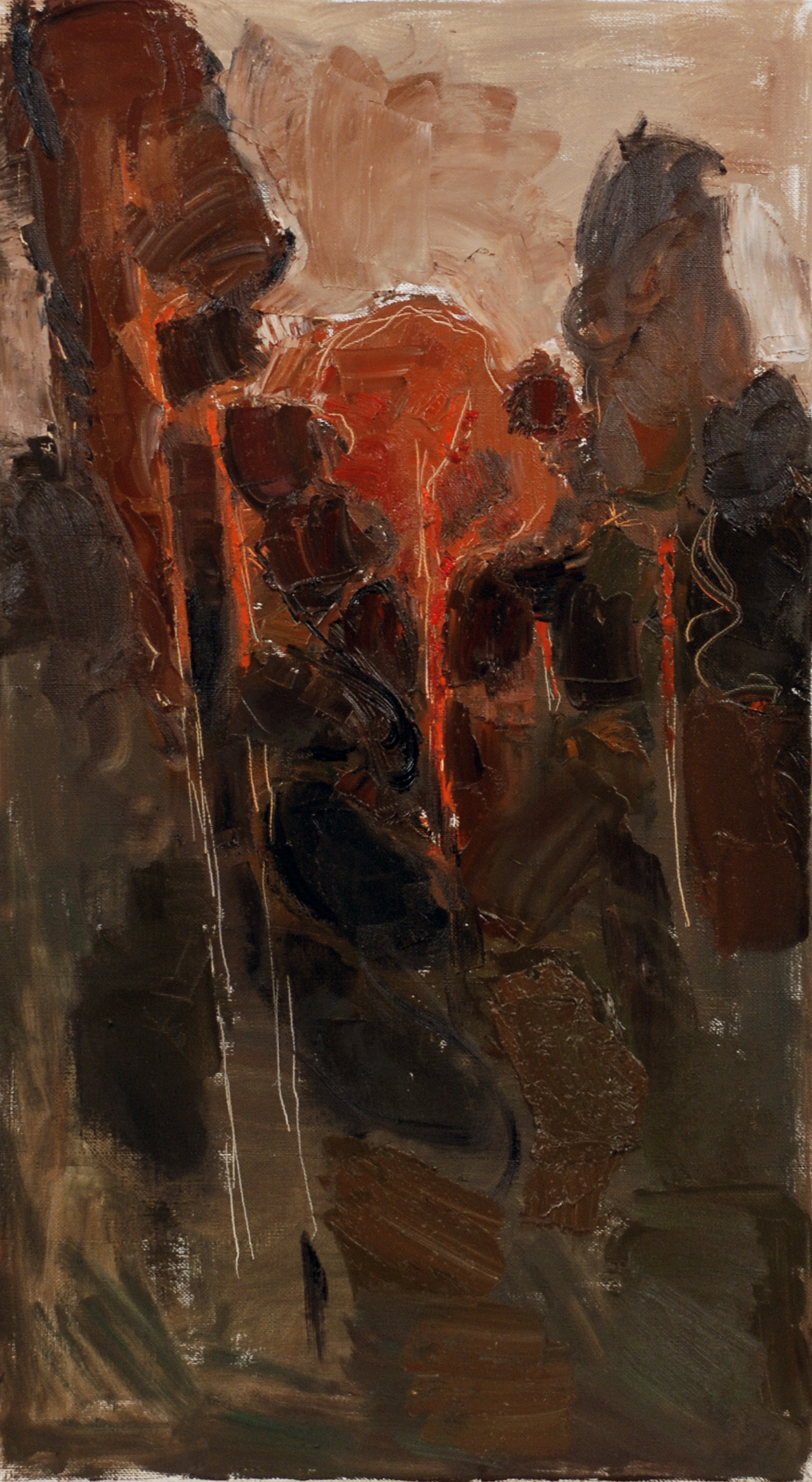 «Сосны. Закат», 2009 год, холст/масло, 90х50.