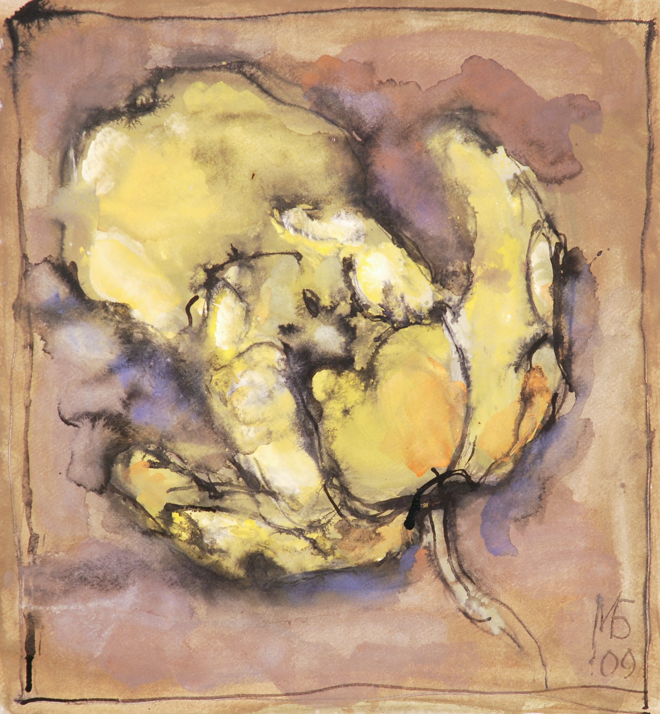 «Желтый тюльпан», 2009 год, бумага/смешанная техника, 53х48.