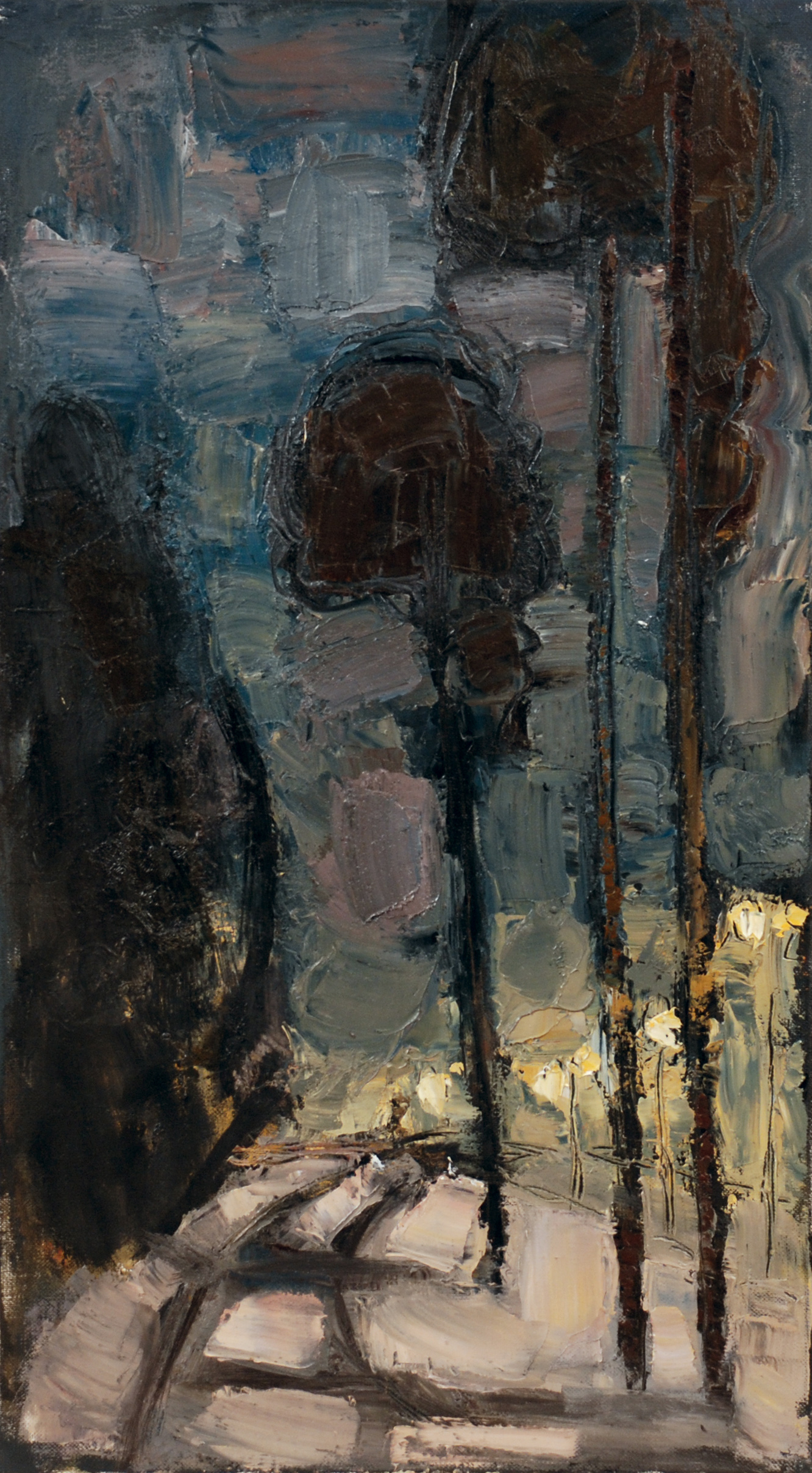 «Зима. Ночь. Дорога», 2009 год, холст/масло, 90х50.